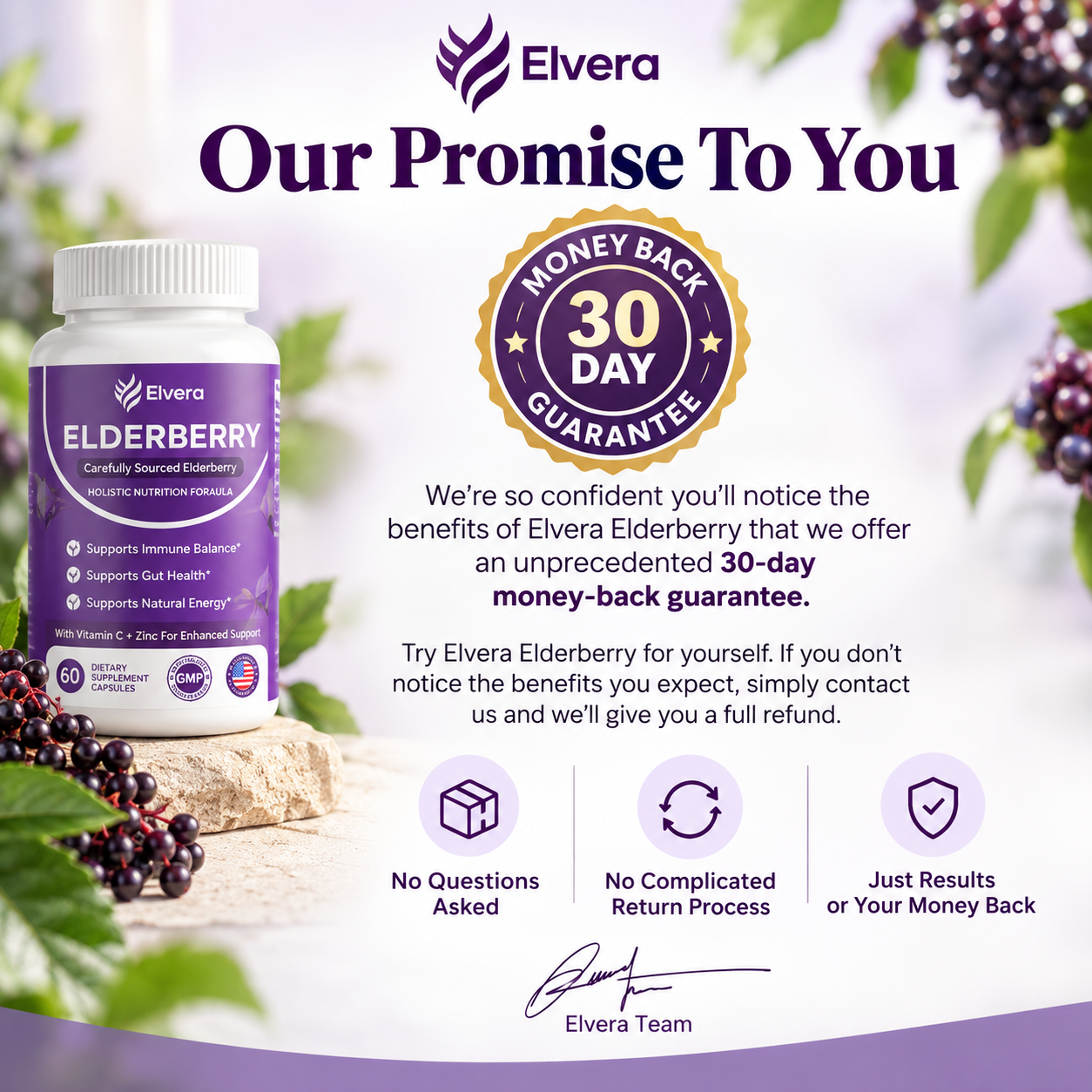 Elvera Gut Support Complex with Elderberry, Zinc & Vitamin C