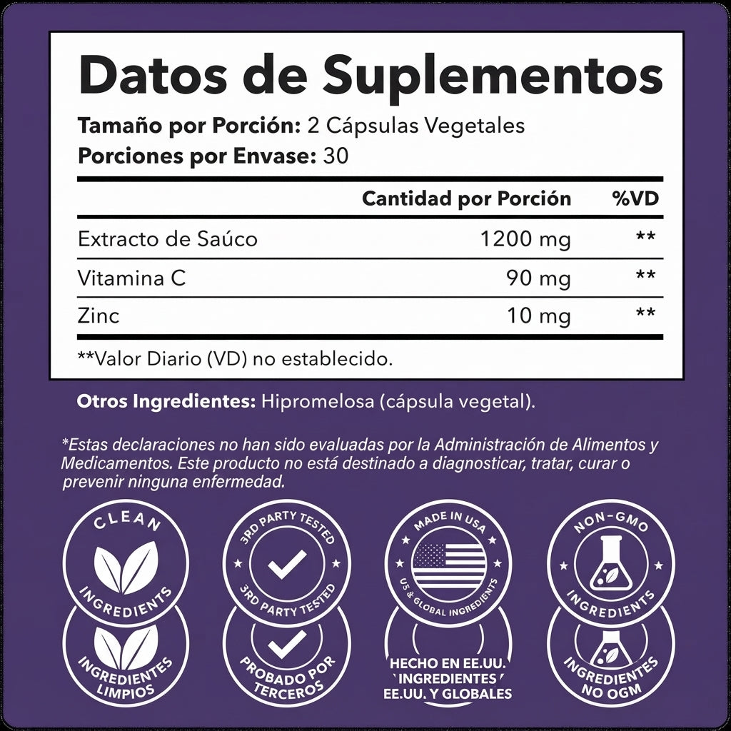 Complejo de Soporte Intestinal con Saúco, Zinc y Vitamina C